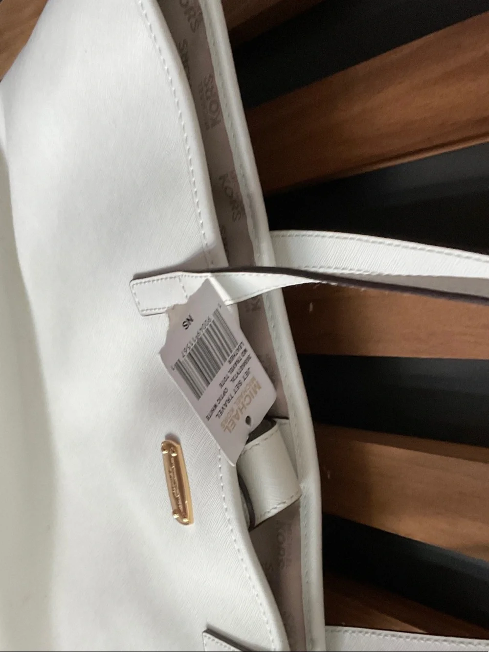 Michael Kors Cream Tote with Gold Plaque